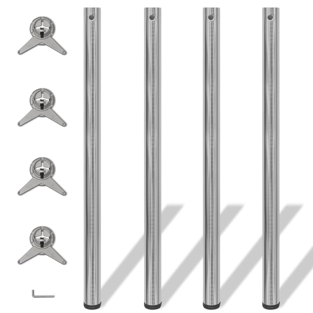 4 pieds de table réglables en hauteur 1100 mm Nickel brossé Pieds de table vidaXL   