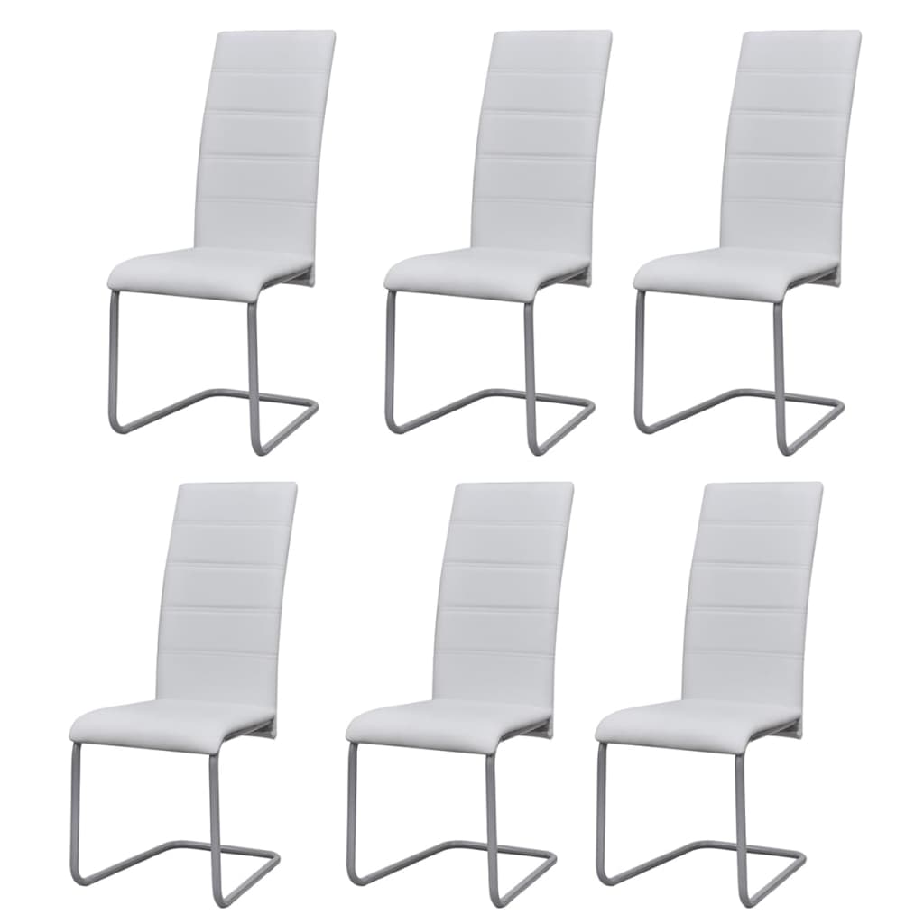 Chaises à manger cantilever lot de 6 blanc similicuir Chaises de cuisine vidaXL   