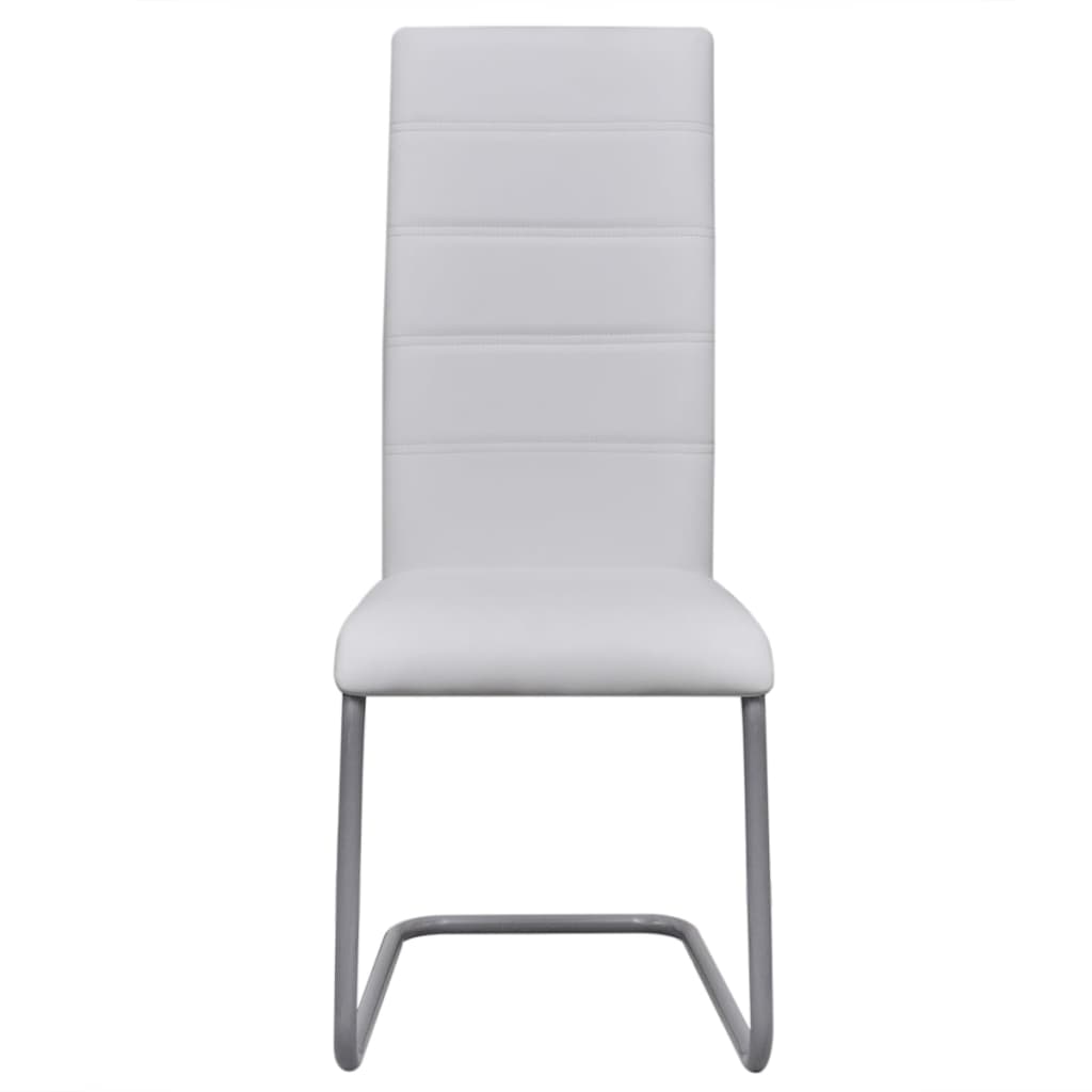 Chaises à manger cantilever lot de 6 blanc similicuir Chaises de cuisine vidaXL   