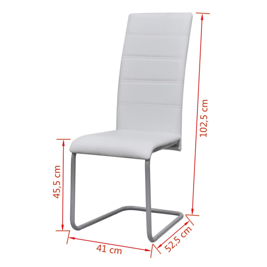 Chaises à manger cantilever lot de 6 blanc similicuir Chaises de cuisine vidaXL   