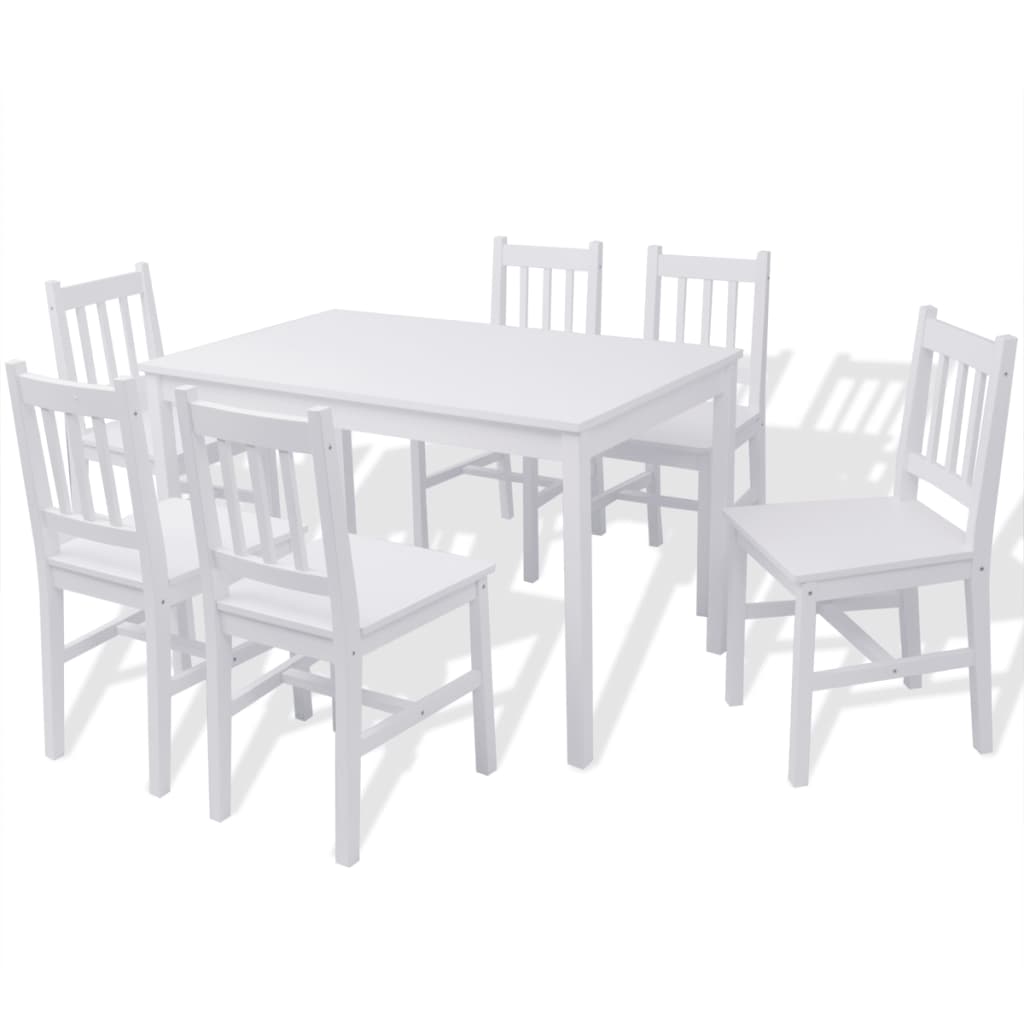 Jeu de salle à manger 7 pcs Pinède Blanc Meubles de salle à manger vidaXL   