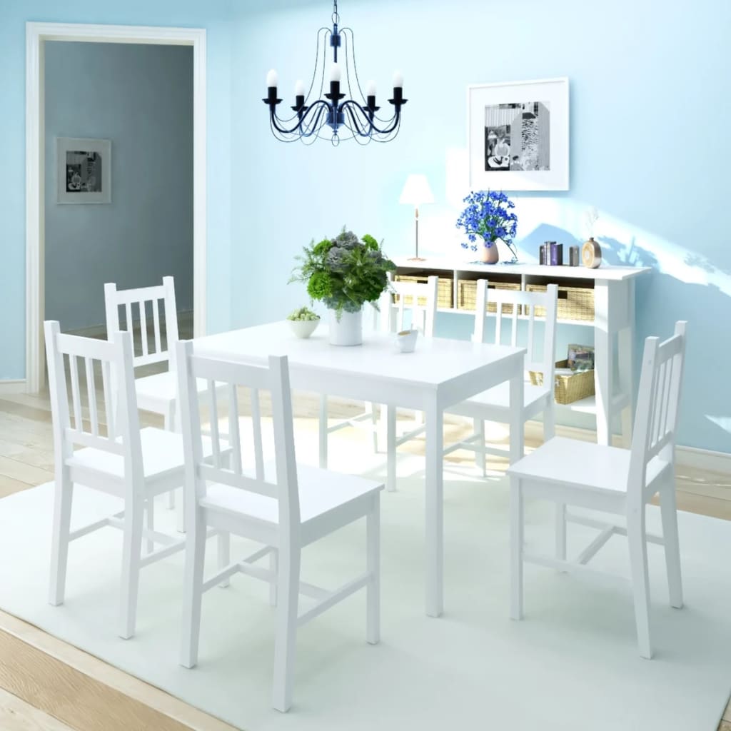 Jeu de salle à manger 7 pcs Pinède Blanc Meubles de salle à manger vidaXL   