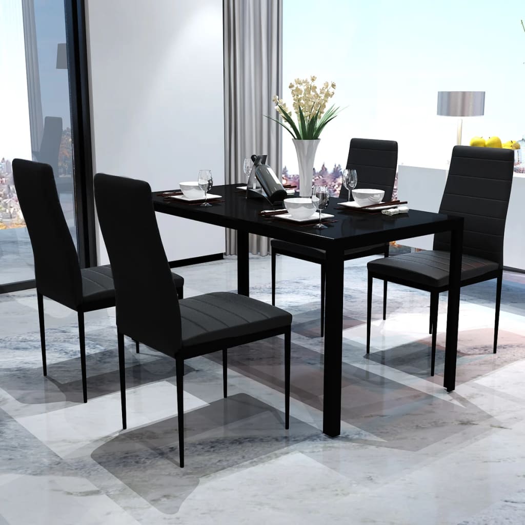 Ensemble de table pour salle à manger cinq pièces noir Meubles de salle à manger vidaXL   