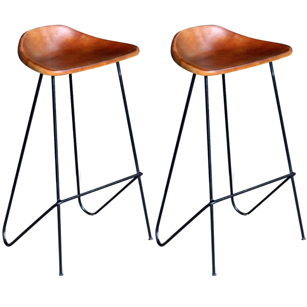Chaises de bar lot de 2 noir et marron cuir véritable Tabourets de bar vidaXL   