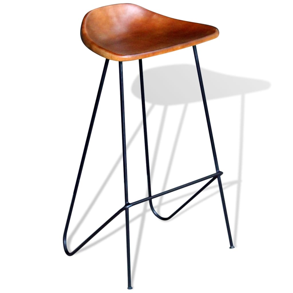 Chaises de bar lot de 2 noir et marron cuir véritable Tabourets de bar vidaXL   