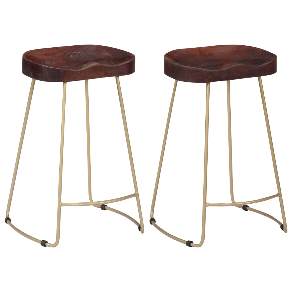 Tabourets de bar Gavin lot de 2 bois de manguier massif Tabourets de bar vidaXL   