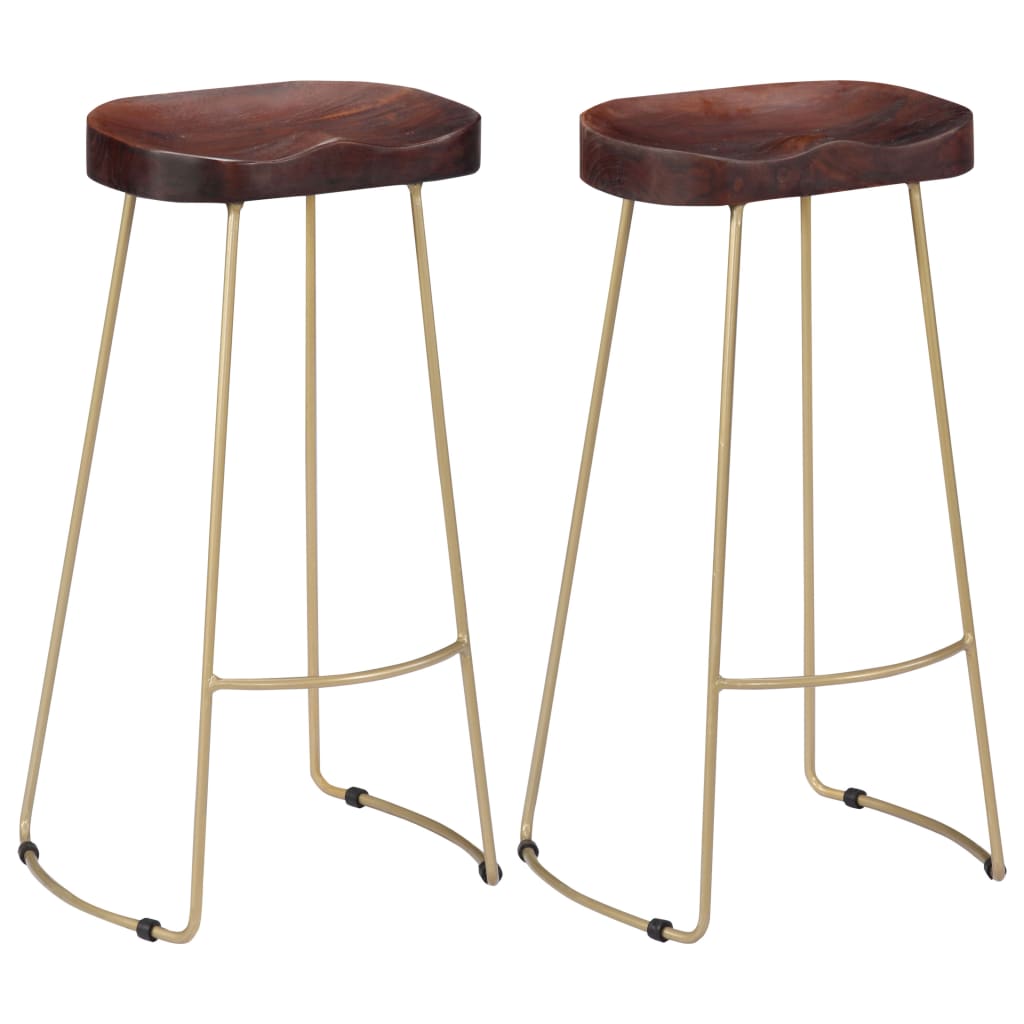 Tabourets de bar Gavin lot de 2 bois de manguier massif Tabourets de bar vidaXL   