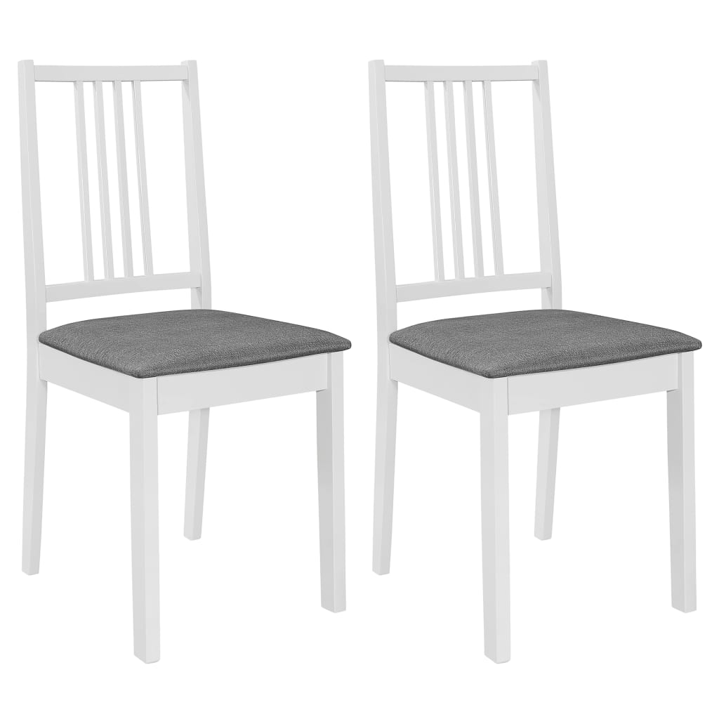 Chaises à manger avec coussins lot de 2 blanc bois solide Chaises de cuisine vidaXL   