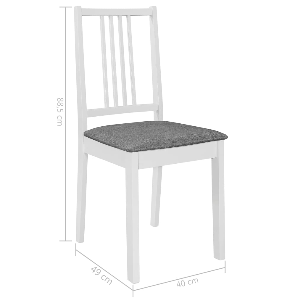 Chaises à manger avec coussins lot de 2 blanc bois solide Chaises de cuisine vidaXL   