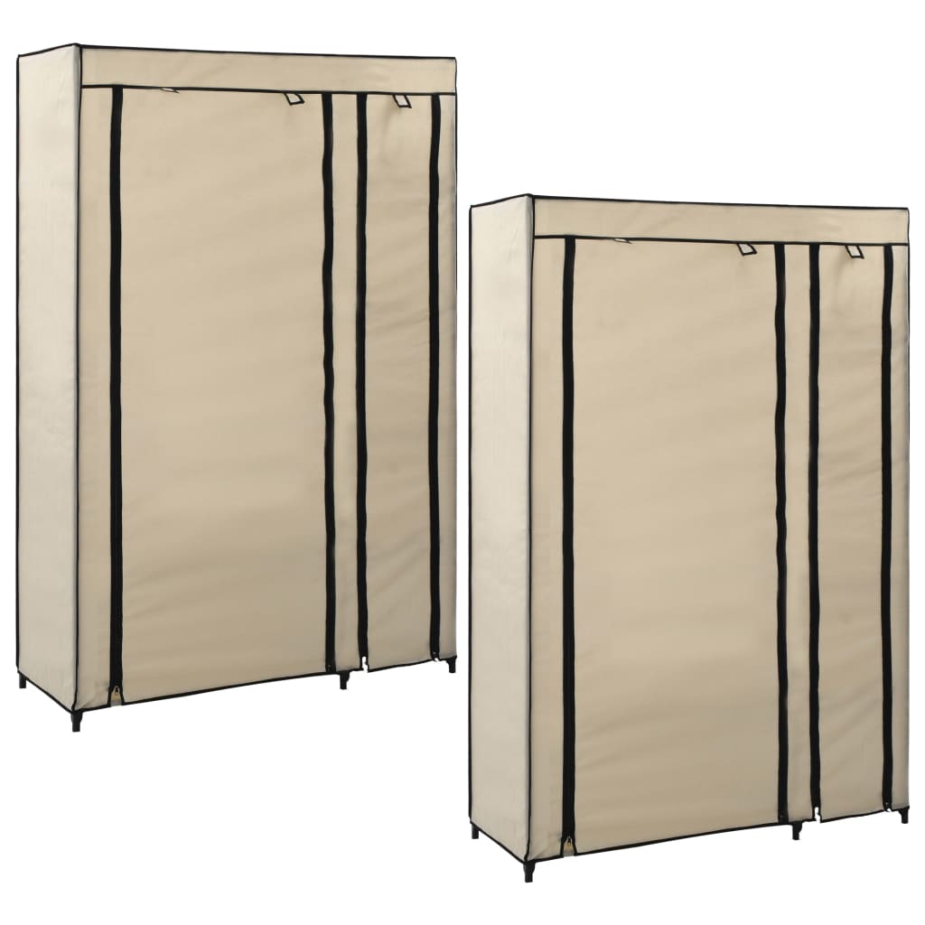 Garde-robes pliables 2 pcs Crème 110x45x175 cm Tissu Armoires vidaXL   