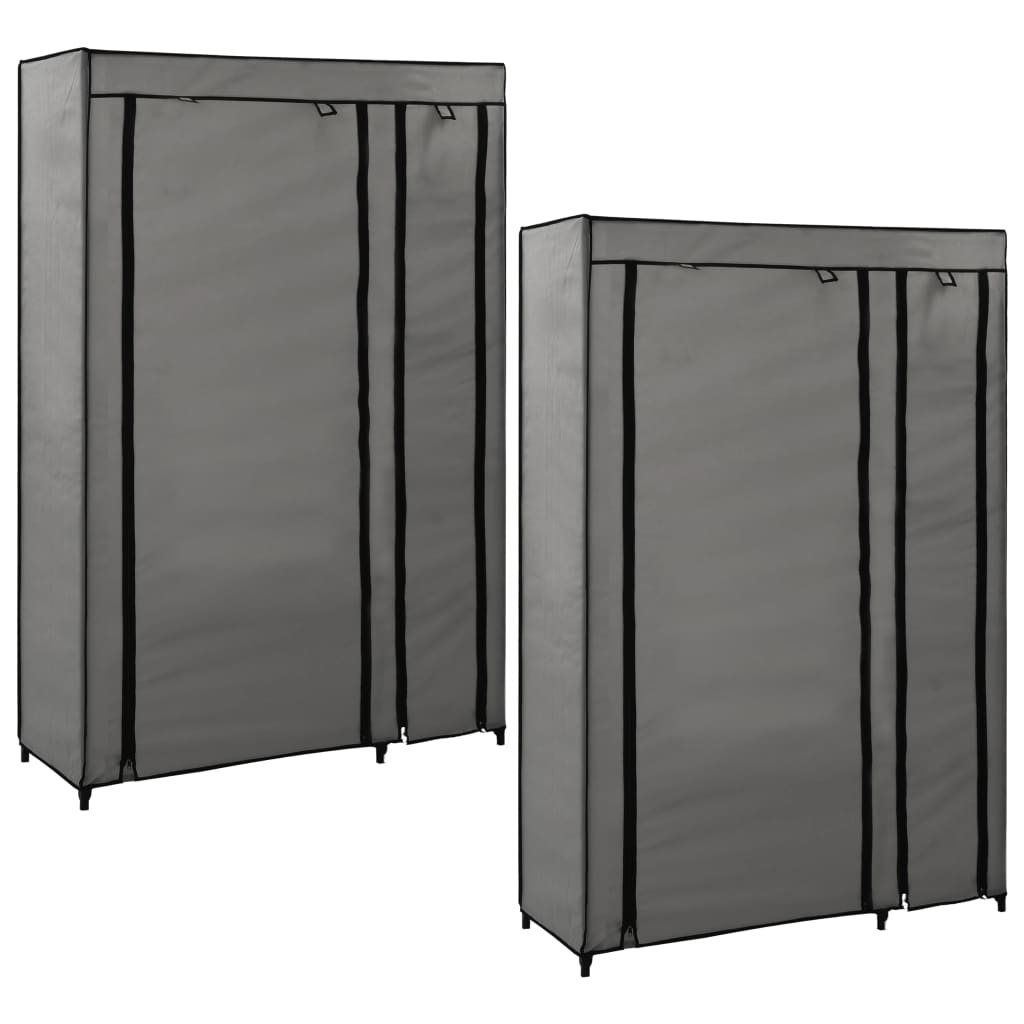 Garde-robes pliables 2 pcs Gris 110x45x175 cm Tissu Armoires vidaXL   