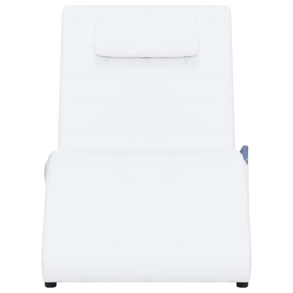 Chaise longue de massage avec oreiller Blanc Similicuir Chaises longues vidaXL   