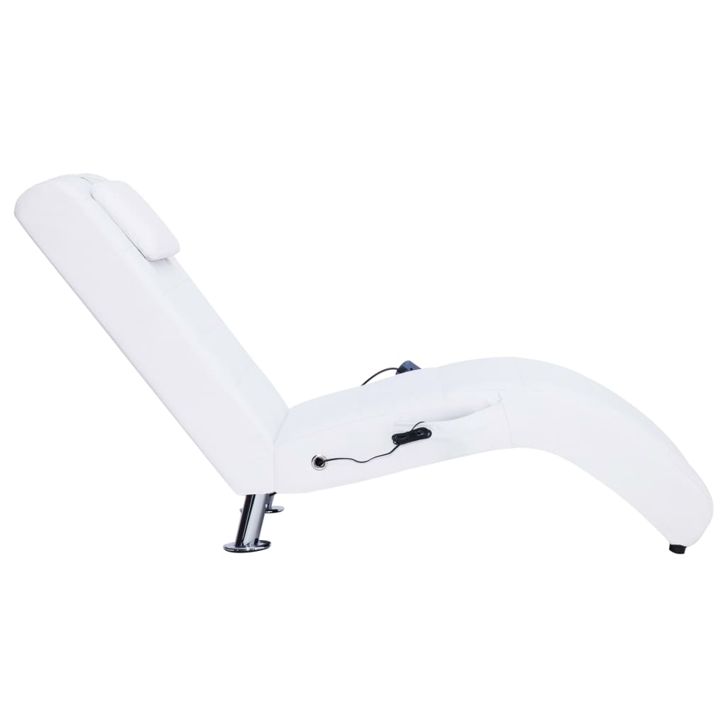Chaise longue de massage avec oreiller Blanc Similicuir Chaises longues vidaXL   