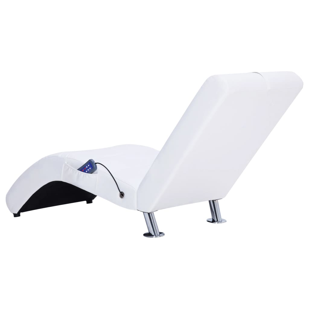 Chaise longue de massage avec oreiller Blanc Similicuir Chaises longues vidaXL   