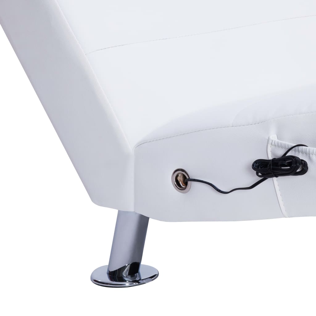 Chaise longue de massage avec oreiller Blanc Similicuir Chaises longues vidaXL   