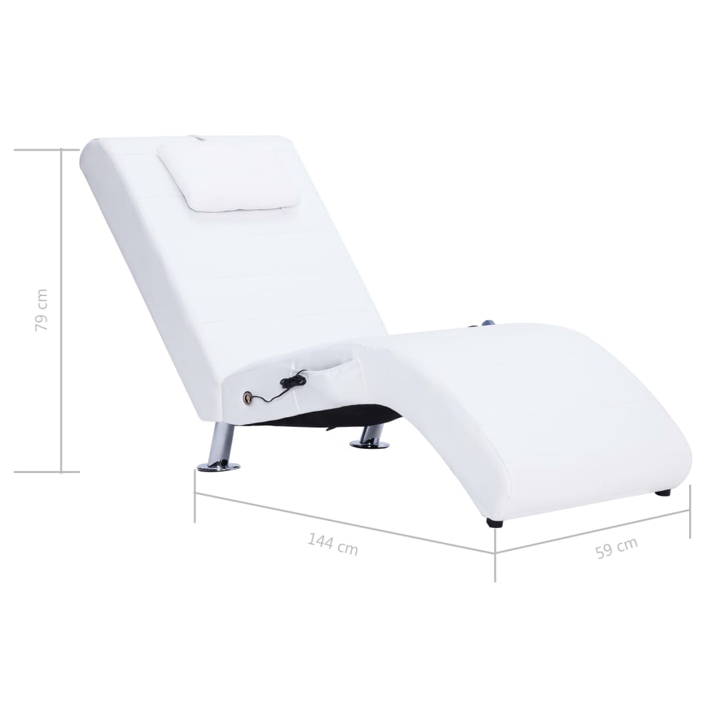 Chaise longue de massage avec oreiller Blanc Similicuir Chaises longues vidaXL   