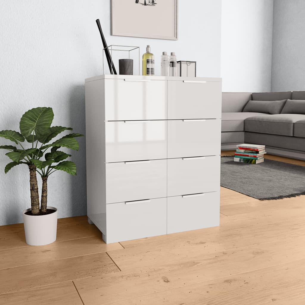 Buffet Blanc brillant 60x35x80 cm Bois d'ingénierie Commodes vidaXL   