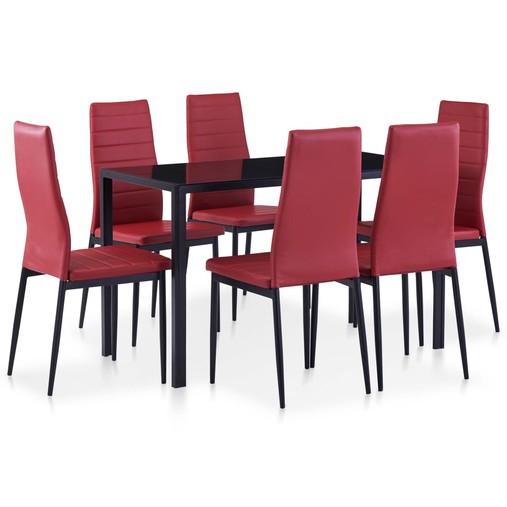 Mobilier de salle à manger 7 pcs Rouge bordeaux Meubles de salle à manger vidaXL   
