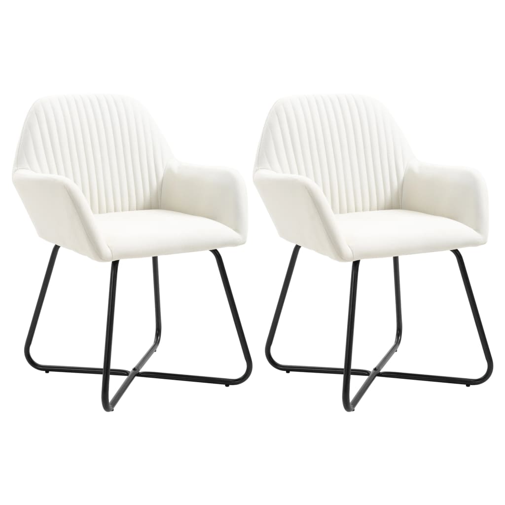 Chaises à manger lot de 2 crème tissu Chaises de cuisine vidaXL   