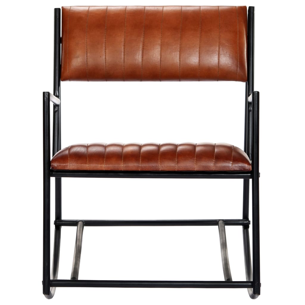 Chaise à bascule Marron Cuir véritable Fauteuils à bascule vidaXL   