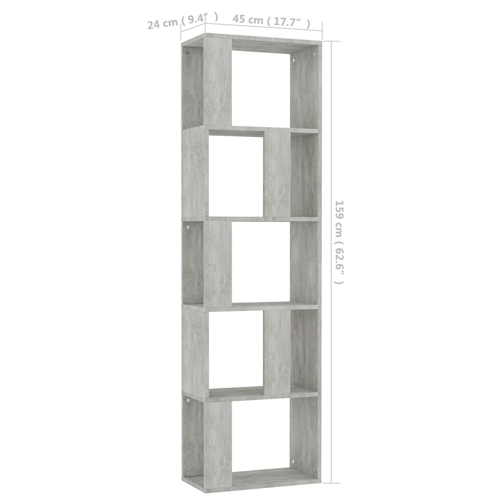 Bibliothèque/Séparateur de pièce Gris béton 45x24x159 cm Bibliothèques vidaXL   