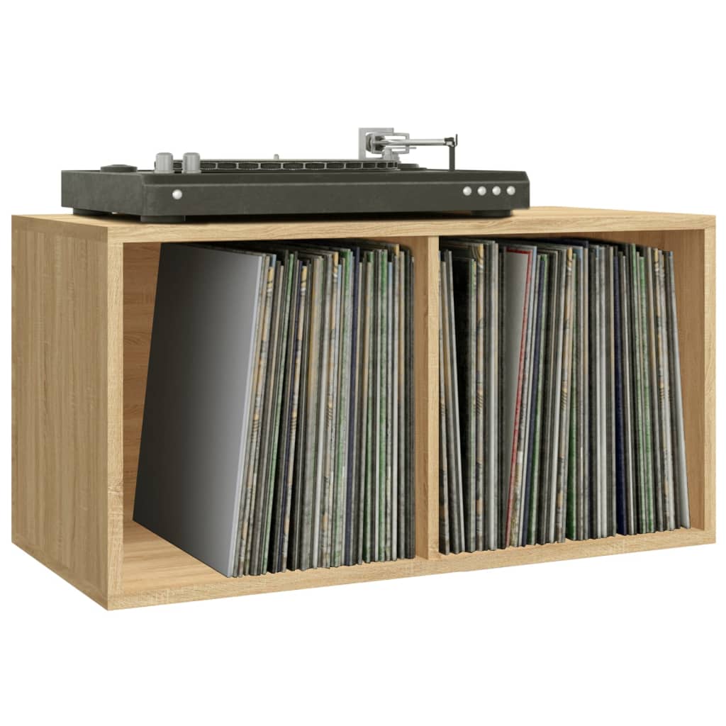 Boîte de rangement de vinyles Chêne sonoma 71x34x36 cm Fixations & meubles de rangement multimédia vidaXL   
