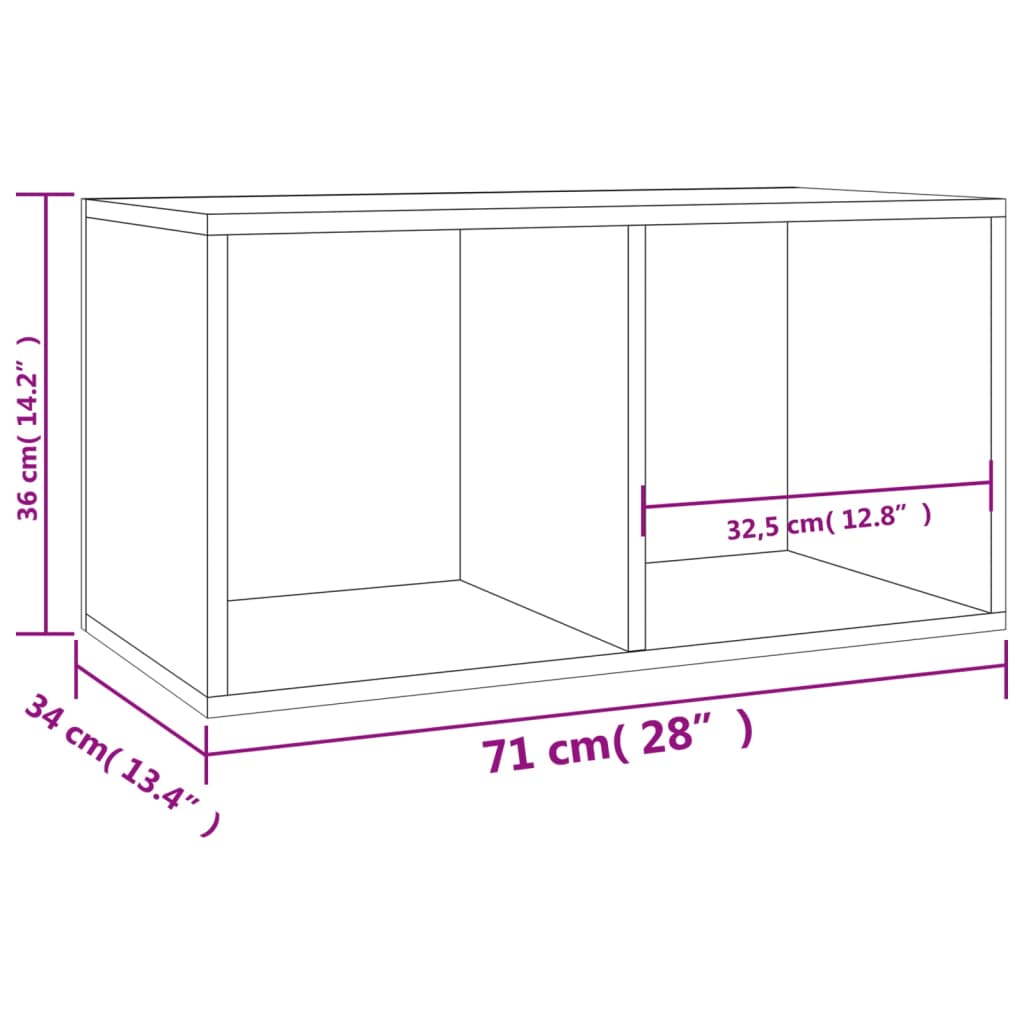 Boîte de rangement de vinyles Chêne sonoma 71x34x36 cm Fixations & meubles de rangement multimédia vidaXL   