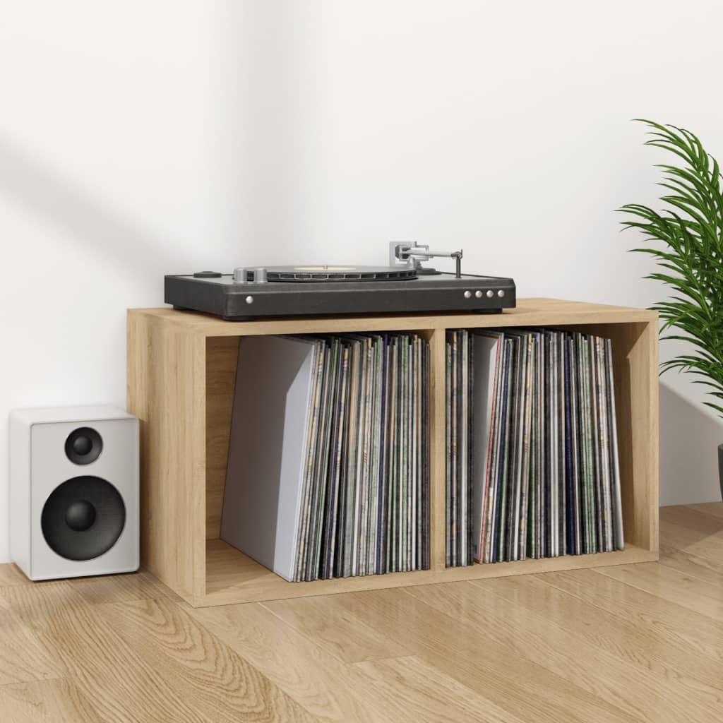 Boîte de rangement de vinyles Chêne sonoma 71x34x36 cm Fixations & meubles de rangement multimédia vidaXL   