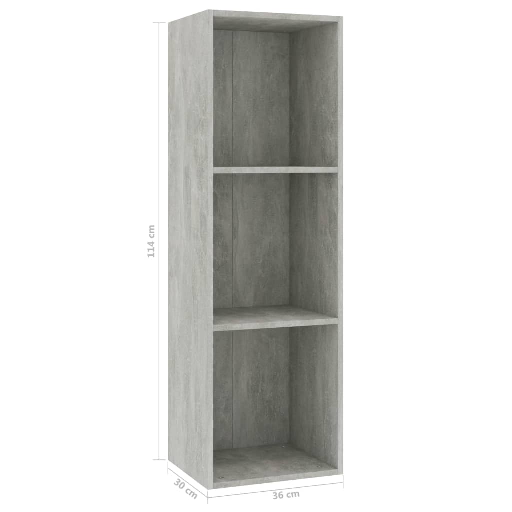 Bibliothèque/Meuble TV Gris béton 36 x 30 x 114 cm Aggloméré Bibliothèques vidaXL   