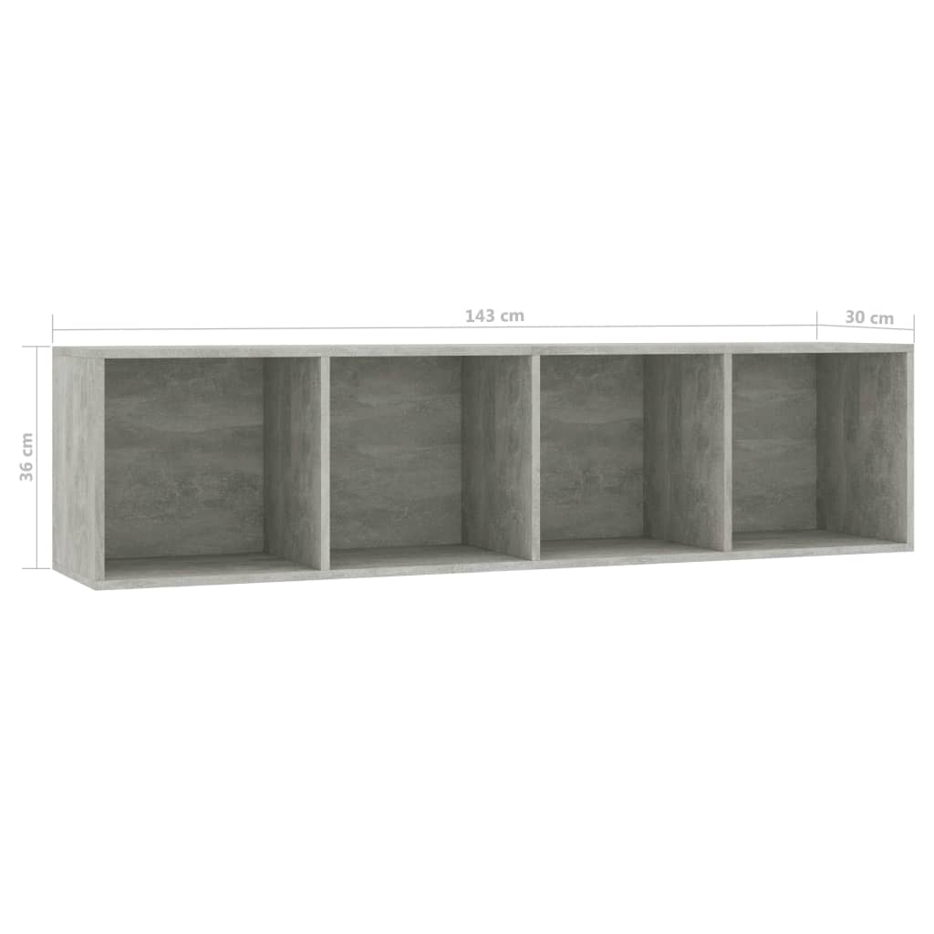 Bibliothèque/Meuble TV Gris cement 143 x 30 x 36 cm Étagères murales & corniches vidaXL   