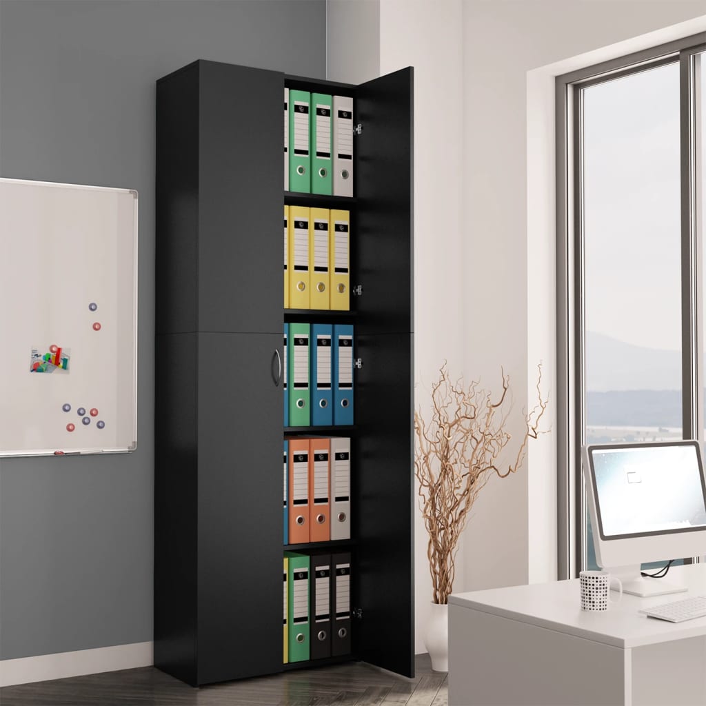 Armoire de bureau Noir 60 x 32 x 190 cm Aggloméré Classeur à tiroirs vidaXL   