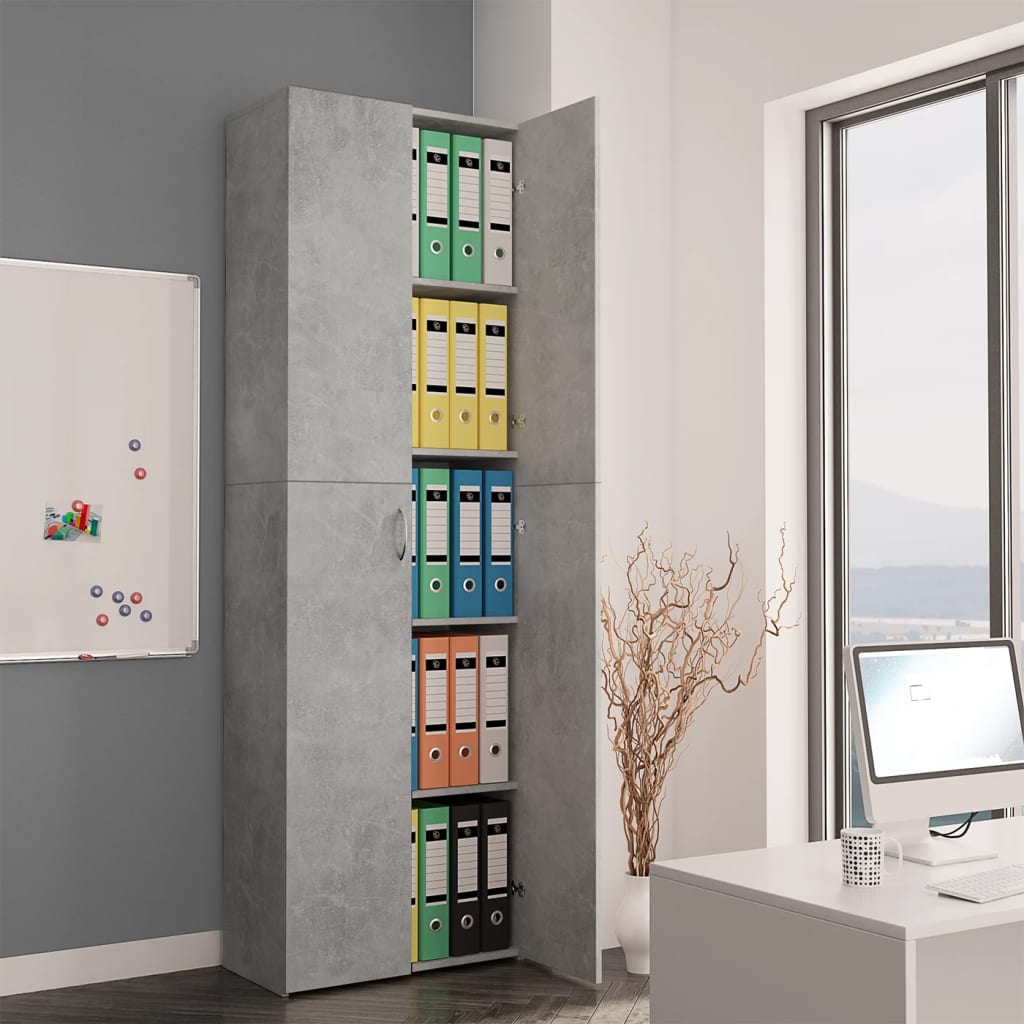 Armoire de bureau Gris cement 60x32x190 cm Aggloméré Classeur à tiroirs vidaXL   