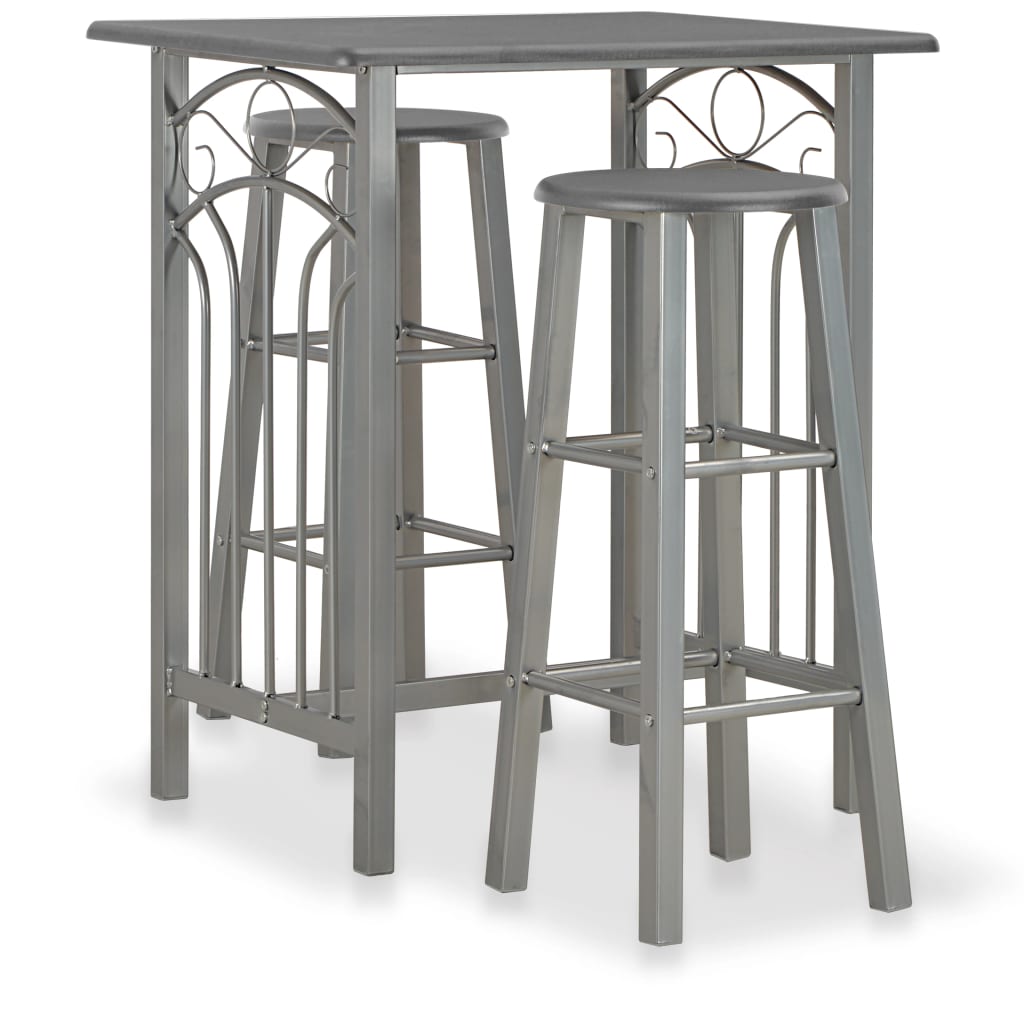 Ensemble de bar 3 pcs Bois et acier Anthracite Meubles de salle à manger vidaXL   