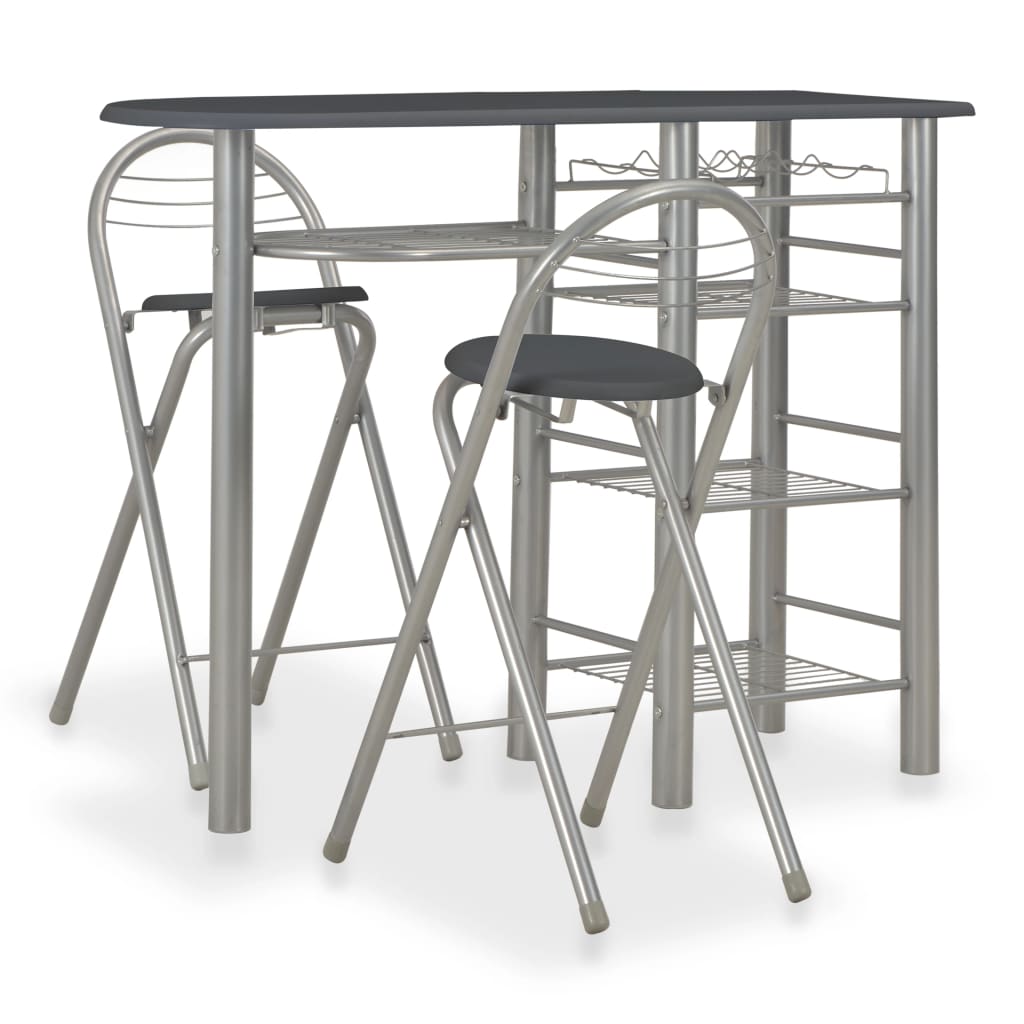 Ensemble de bar avec étagères 3 pcs Bois et acier Noir Meubles de salle à manger vidaXL   