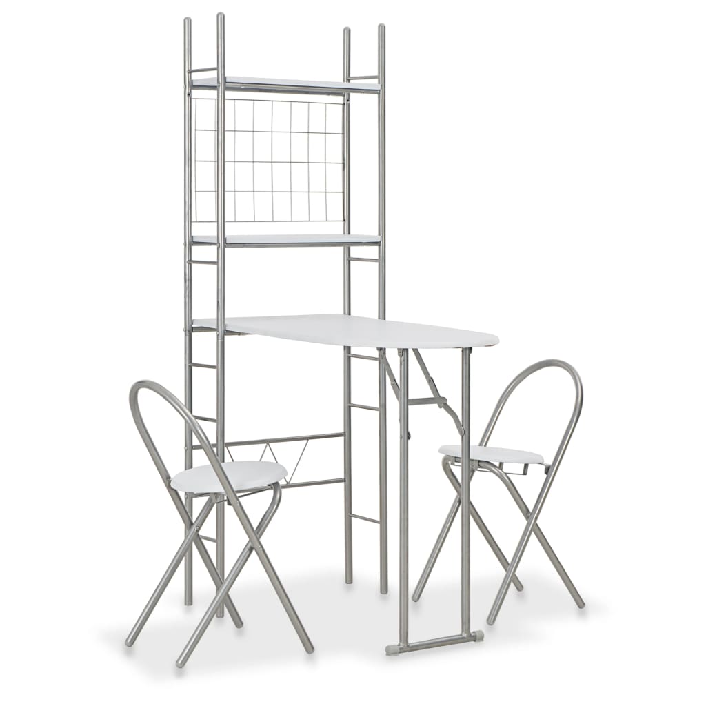 Ensemble à dîner pliant 3 pcs et étagère de rangement MDF acier Meubles de salle à manger vidaXL   