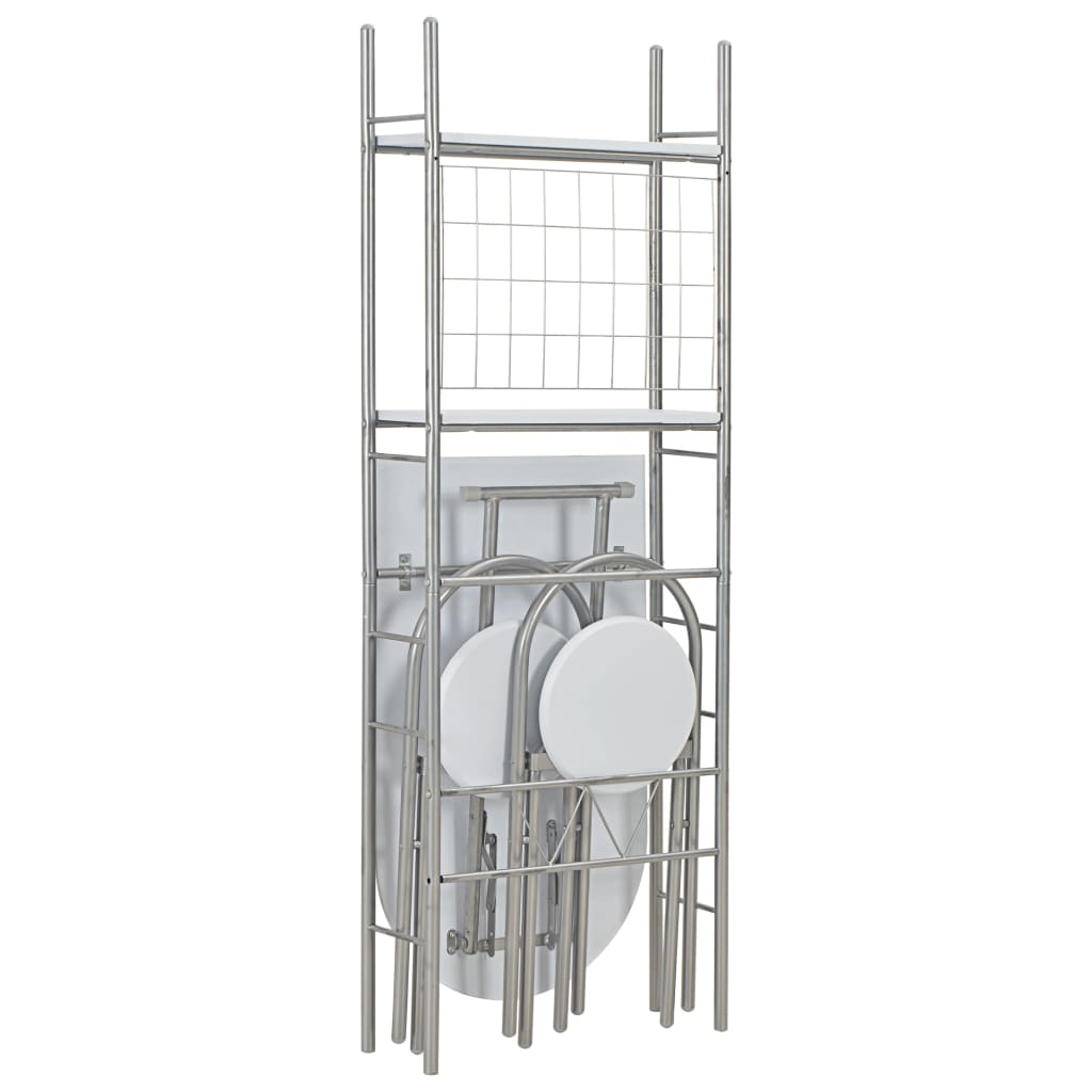 Ensemble à dîner pliant 3 pcs et étagère de rangement MDF acier Meubles de salle à manger vidaXL   