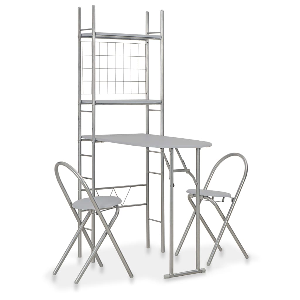 Ensemble à dîner pliant 3 pcs et étagère de rangement MDF acier Meubles de salle à manger vidaXL   