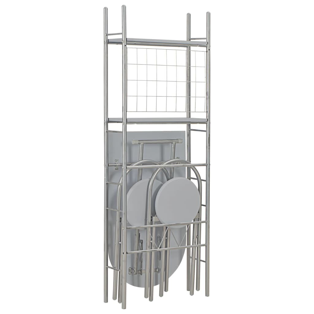 Ensemble à dîner pliant 3 pcs et étagère de rangement MDF acier Meubles de salle à manger vidaXL   