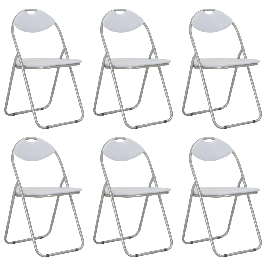 Chaises pliantes à manger lot de 6 blanc similicuir Chaises de cuisine vidaXL   