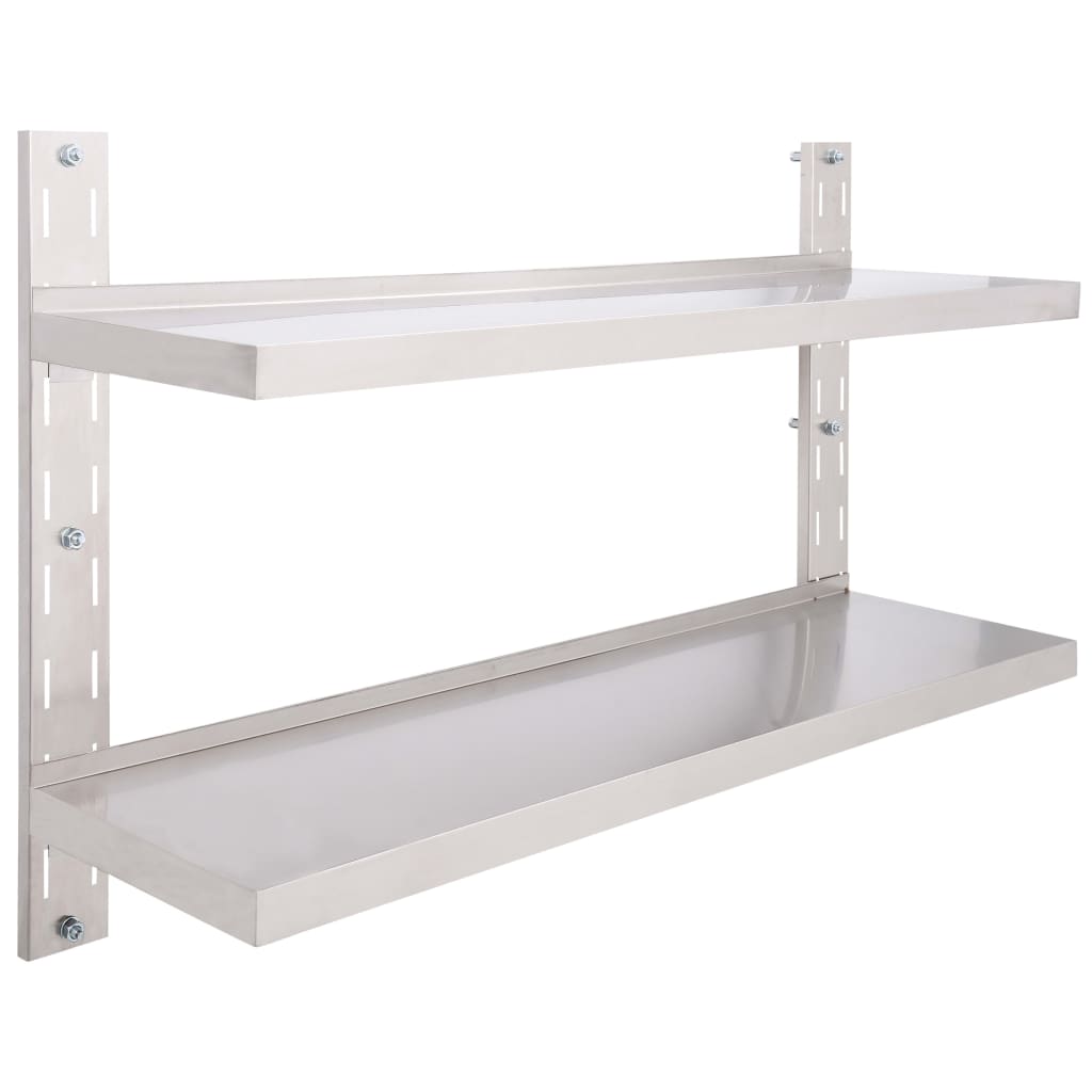 Étagère murale à 2 niveaux Acier inoxydable 120x30 cm Étagères murales & corniches vidaXL   