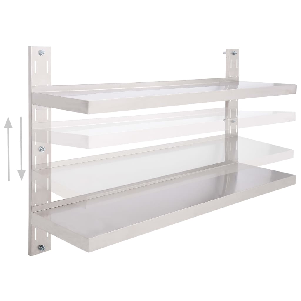Étagère murale à 2 niveaux Acier inoxydable 120x30 cm Étagères murales & corniches vidaXL   