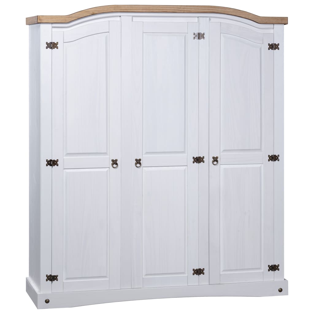 Garde-robe avec 3 portes Gamme Corona pin mexicain Blanc Armoires vidaXL   