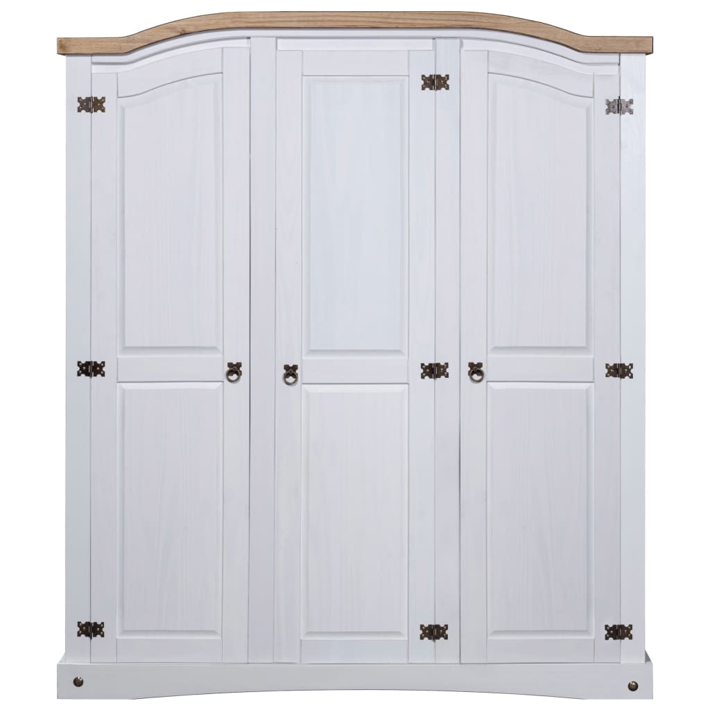 Garde-robe avec 3 portes Gamme Corona pin mexicain Blanc Armoires vidaXL   