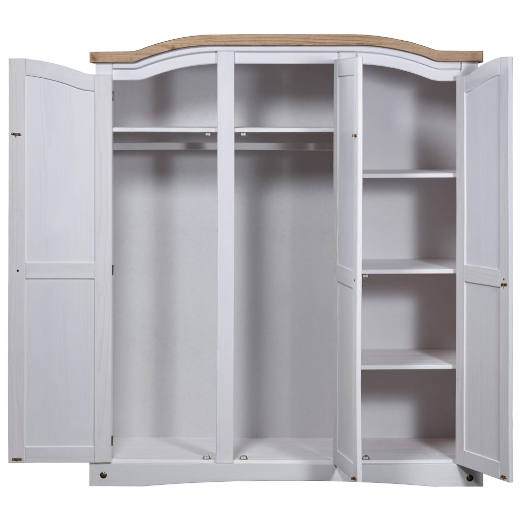 Garde-robe avec 3 portes Gamme Corona pin mexicain Blanc Armoires vidaXL   