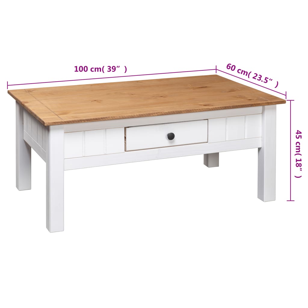 Table basse Blanc 100x60x45 cm Pin massif Assortiment Panama Tables basses vidaXL   