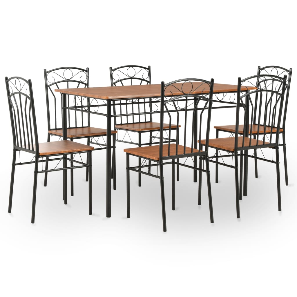 Ensemble de salle à manger 7 pcs MDF et acier Marron Meubles de salle à manger vidaXL   