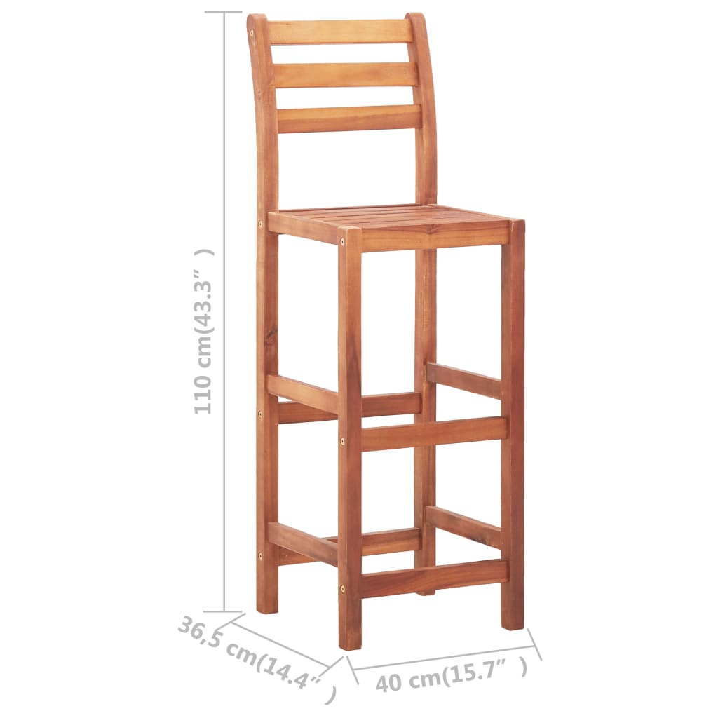 Chaises de bar lot de 2 bois d'acacia solide Tabourets de bar vidaXL   