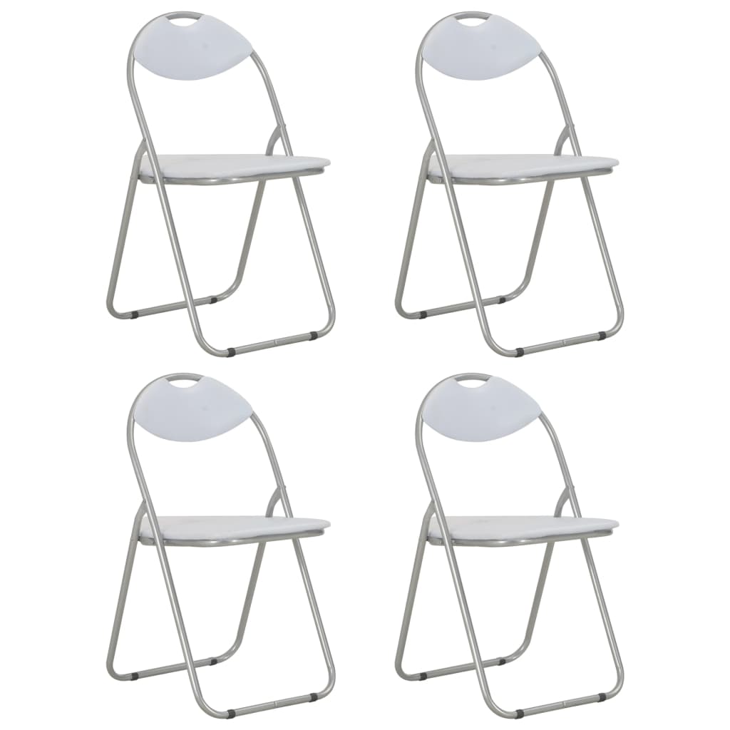Chaises pliantes à manger lot de 4 blanc similicuir Chaises de cuisine vidaXL   