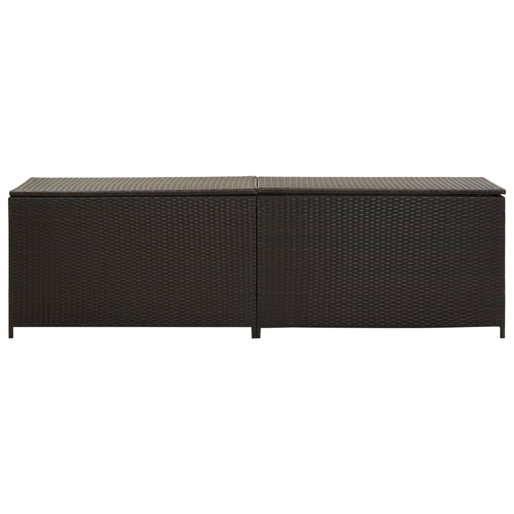 Boîte de rangement de jardin Résine tressée 200x50x60 cm Marron Coffres de jardin vidaXL   
