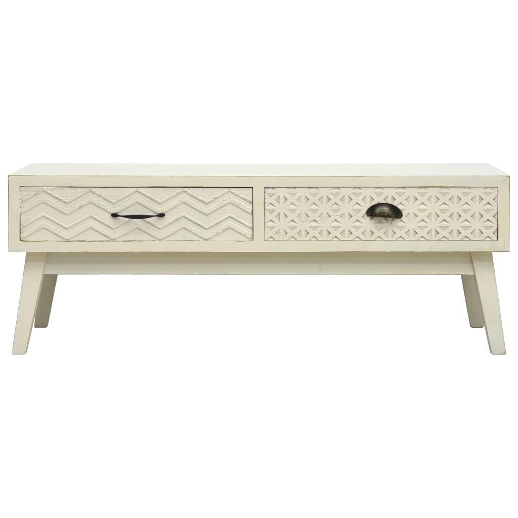 Table basse avec 2 tiroirs Gris sculpté 110x50x40 cm Bois Tables basses vidaXL   